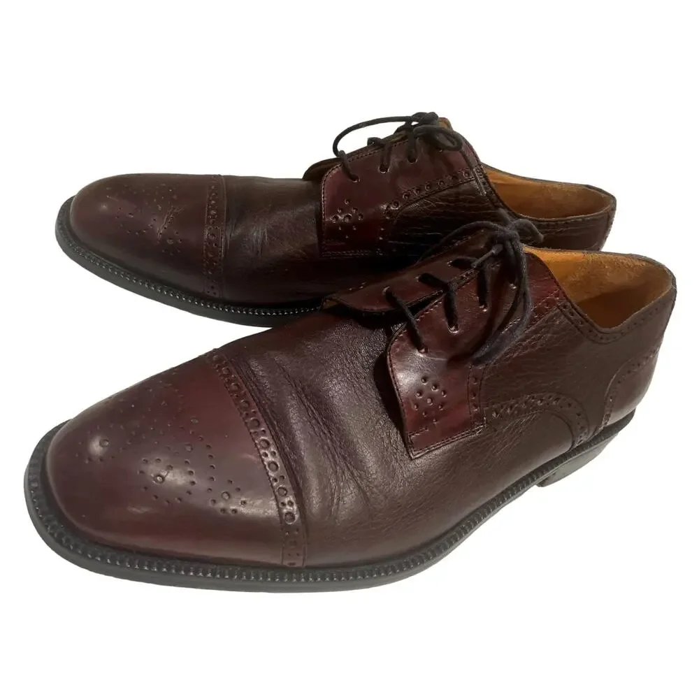 Johnston & Murphy Cellini OXBLOOD Wingtip Oxfords ITALY Brogues | 10M